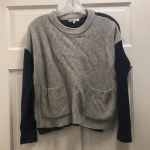 Madewell Colorblock Cardigan. Small. Gray & Navy. Pockets.